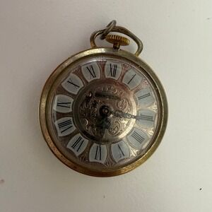 Vintage Princeton Pocket Watch Gold Tone Ornate Engraved Roman Numerals